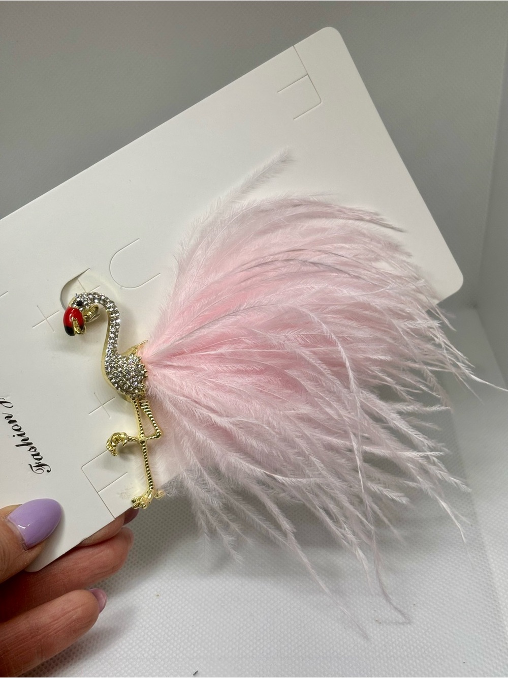 Pink Feather Flamingo Brooch Pin - Women Accessories